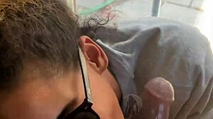 Lightskin ebony slut little 18+ step-sister giving blowjob in front of window gets facial cumshot