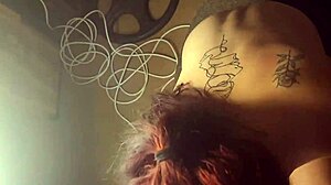 18 year old stepdaughter uses dildo in her shaved pussy while sucking daddy's cock