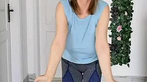 busty braless gilf mariaolds does a sporty groove strip dance with clothes ripping