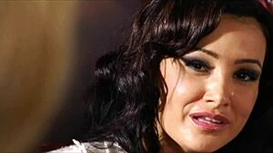 i adore hannah harper and lisa ann squirting from shaved pussies in fishnets lingerie