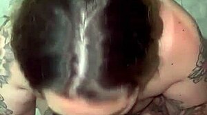 Blonde girlfriend gives deepthroat blowjob to friend with cum in nose for all-day smell