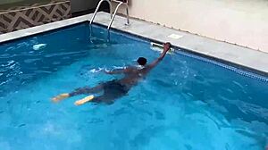 i rescued this young 18+ man from drowning in the pool then gave him intense cowgirl riding sex with squirting