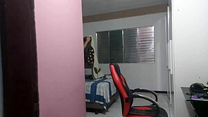 Step-son catches curvy Brazilian step-mom masturbating tight asshole in homemade amateur video