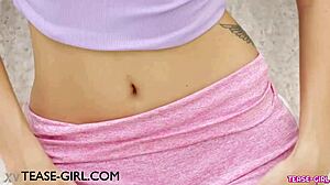 College Brunette Model Teases In Casting Interview On Sofa