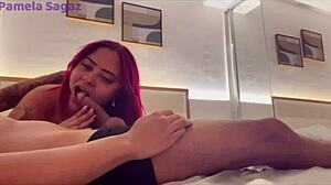 Suggestive young stud soaks Pamela Sagaz's eager slit