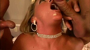 Chelsea Zinn takes double penetration with toys and gets cum on her face after deepthroat