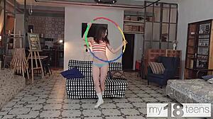 Why does adorable 18+ girl Jane White fuck her tight pussy with fingers after gymnastics?