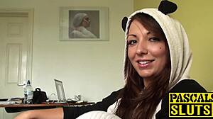 Submissive British brunette Crystal gets rough doggystyle domination from old man Pascal