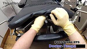 I feel so aroused as brunette Aria Nicole moans in missionary with gloves and latex during Florida handjob pov