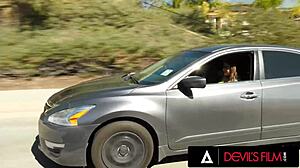 i love how big titties babe karma rx licks and rims during naughty car ride before getting her tight pussy pounded hard in missionary