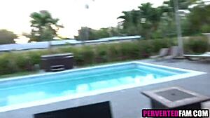 voyeur stepdad spies on stepdaughter and stepson fucking outdoors in taboo brunette pov