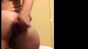 Latina babe fucks her sexy ass and pussy with big dildo.