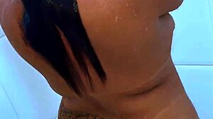 Amateur Brazilian BBW with Big Ass and Big Tits Gets Surprised in Bathroom Shower