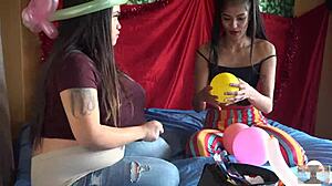 Chop suey balloons! High definition asian chinese fetish lesbian pornstar pregnant action!