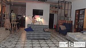 Why does adorable 18+ girl Jane White fuck her tight pussy with fingers after gymnastics?