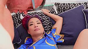 Asian hotwife enjoys intense interracial MFM with double vaginal penetration and cumshots