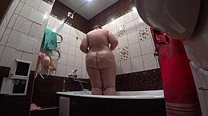 Hidden Camera Spies On Fat Russian Model With Big Ass And Tits In Bathroom Shower