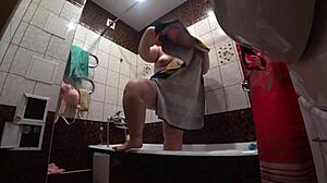 Hidden Camera Spies On Fat Russian Model With Big Ass And Tits In Bathroom Shower