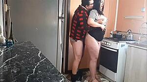 Stepdad Fucks Horny Stepdaughter in Kitchen with Cowgirl Riding and Doggystyle Action in Cuckold Roleplay