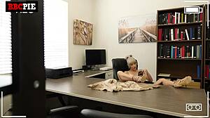 office slut craves massive black cock in tight pussy for interracial creampie