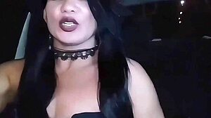 Halloween Exhibitionist Latina Flashes Huge Cock And Clit In Car