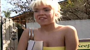 Blonde teen 18+ takes a huge cock until her face is covered in cum