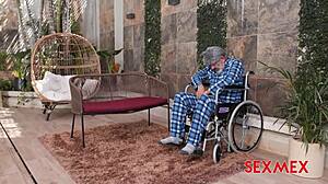 dirty old man surprises with hardcore fucking in a quickie threesome featuring big ass latina blowjob and creampie