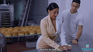 Baker Fills Brazilian Ass With Cum Outdoors