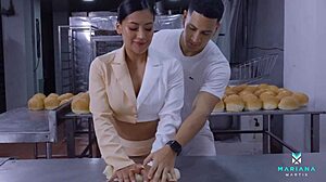 Baker Fills Brazilian Ass With Cum Outdoors