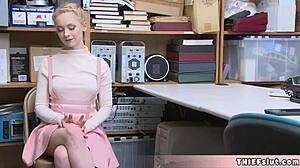 The reverend's cute assistant gets caught shoplifting and her tiny tight pussy receives a rough punish fuck.
