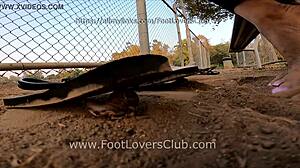 Giantess Maria crushes snails in unaware foot lovers club video with bug crush fetish and candid giantess Latina