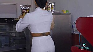 Baker Fills Brazilian Ass With Cum Outdoors