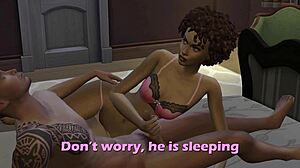 Cheating Wife Fucking Hard Next to Her Unaware Husband in Sims 4