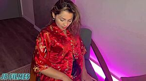 intriguing coroa safada rides hard on my pau with big ass big clit big tits interracial action in wet shaved pussy