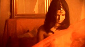 Letting her true feelings show as the exotic indian babe dances nude in sensual striptease with music