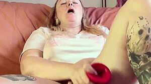 pussy play with huge dildo, um, it's so curvy and hairy and monster huge...