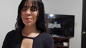 Roasted and spurred after stone paper tiger game leads to hot sex with athletic big tits wife Laura in outdoor public casting