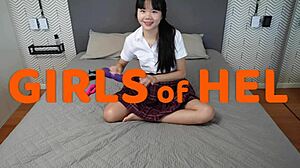 Oh god, this creampie and squirt from my cute Japanese girl's tight pussy is such a messy orgasm!