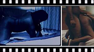 I snuck in late at night to give my black girlfriend some intense doggystyle action with her bent over the bed.