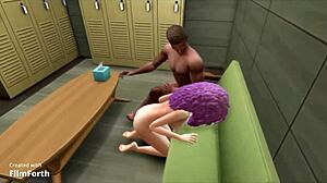 I mean, like, this interracial cuckold wife thing in the gym workout from The Sims 4, ya know?