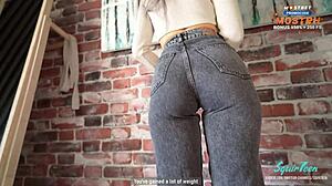 Stepfather Ruins Favorite Jeans for Tight Pussy Creampie