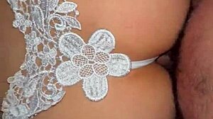 Asian amateur in fishnets enjoys big ass anal with huge interracial action in homemade video