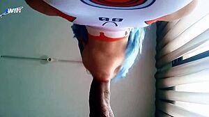 rei ayanami cosplay blowjob and cum in bodysuit