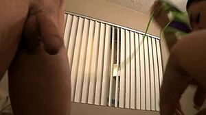 Brunette pornstar Melina Mason with sexy tattoos and big tits teases before blowjob and cum covered pussy penetration in wet 1on1 scene