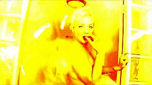 Sexy babe ignites passion with fiery striptease revealing big tits