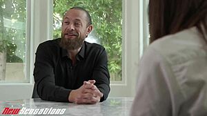 New Sensations - Professor Cums on Petite Student Sera Ryder Hairy Pussy after Deepthroat Blowjob