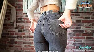 Stepfather Ruins Favorite Jeans for Tight Pussy Creampie