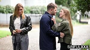 kitana lure and alexis crystal team up with michael fly for shaved pussy licking. they dive into tight wet fucking in ffm threesome by sinfulxxx