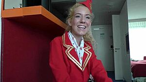 Oh man, air hostess Monique Woods is like totally hot in that uniform, bareback creampie feels amazin'...