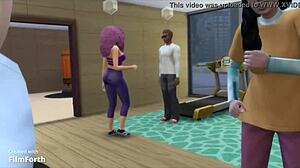 I mean, like, this interracial cuckold wife thing in the gym workout from The Sims 4, ya know?